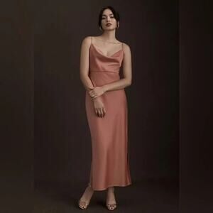 BHLDN Sachin + Babi Sedona Sunset Satin Cali Cowl Neck Midi Slip Dress Size 0
